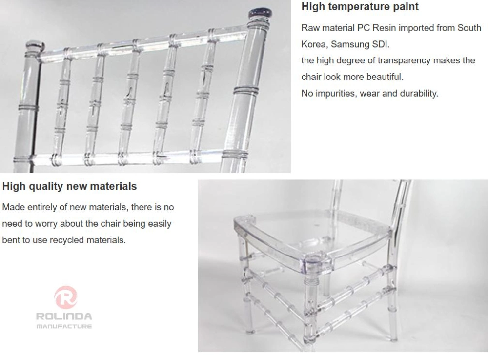 New Design Transparent Plastic Resin Tiffany Chiavari Chair Crystal Ice Stacking Chair with Designer Back Chair for Wedding Banquet Dining Chairs