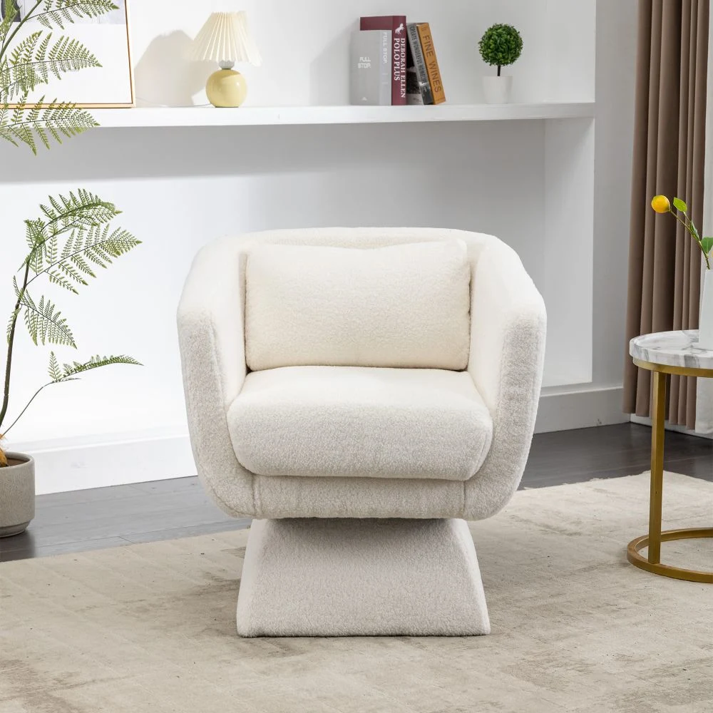 Swivel Accent Chair with Boucle, Beige