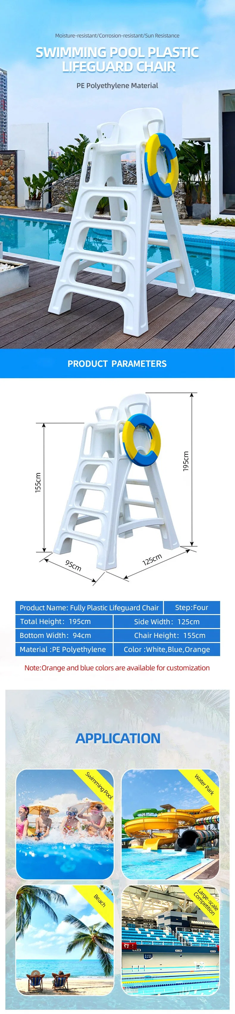 2023 New Design Sun Resistance Beach Rescue Plastic Lifeguard Chair