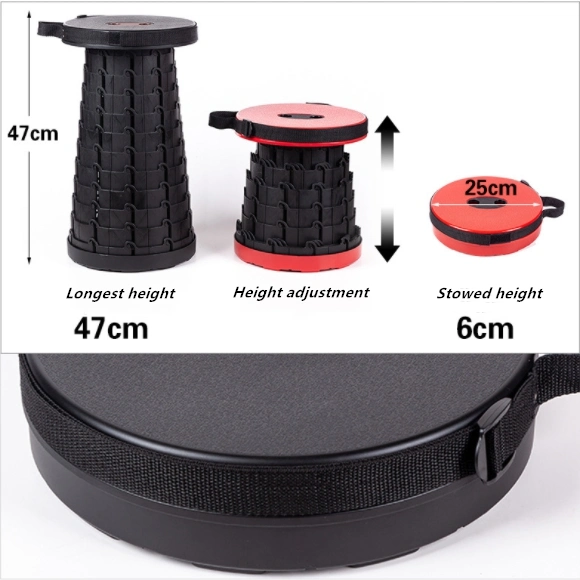 Retractable Folding Plastic Stool for Camping Travel Small Portable Lightweight Collapsible Seat Telescopic Fishing Chair