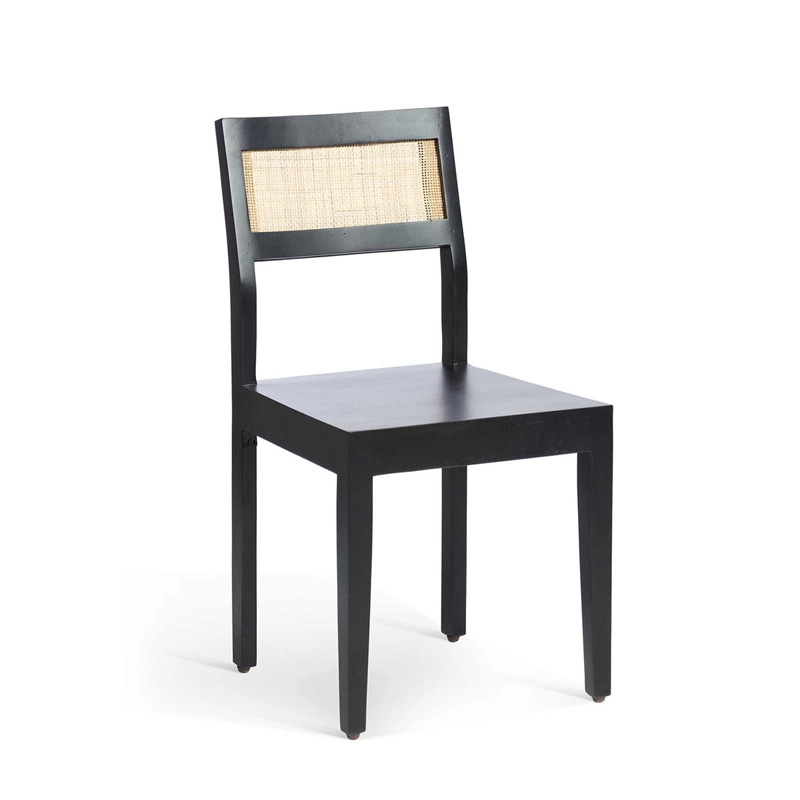 New in Black Painting Wood with Natural Cane Wood Chairs Dining Room Restaurant Bedroom Rattan Back Wooden Wholesale Dining Chairs