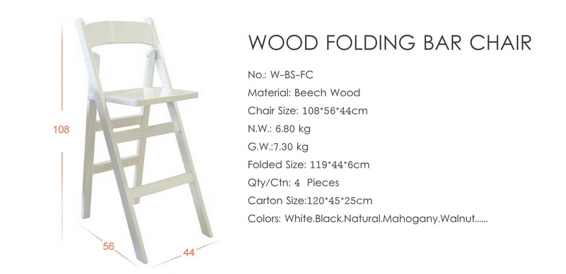 Wholesale Beach Wedding Event Party Wimbledon White Wood Folding Chair Stool Bar Chair for Dining Wedding Banquet Rental Business