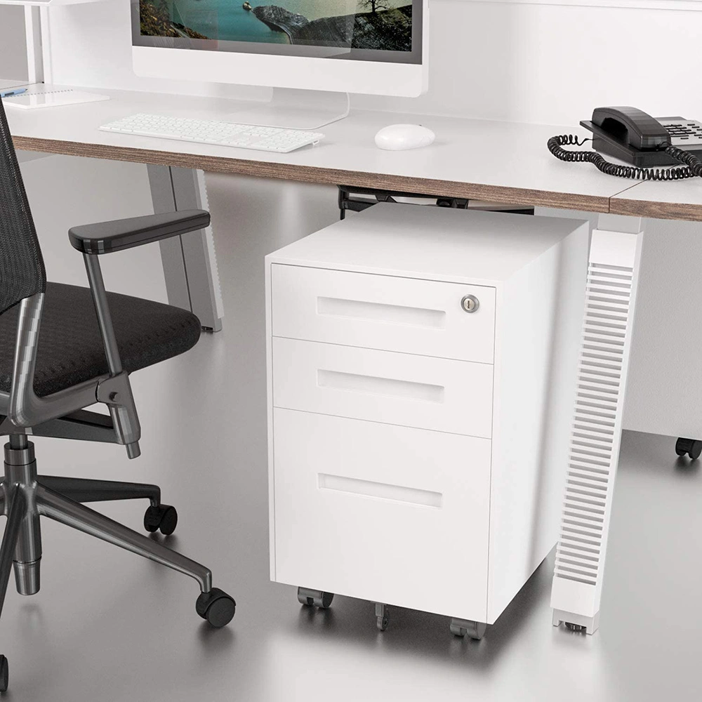 Mobile Office Metal Pedestal 3 Drawer Metal Steel Rolling File Cabinet