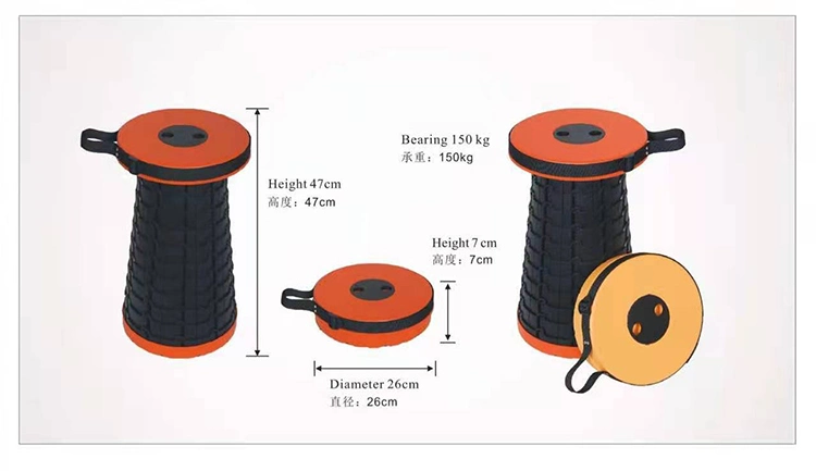 Round Small Retractable Plastic Stool Chair Outdoor Camping Plastic Telescopic Portable Folding Collapsible Stool