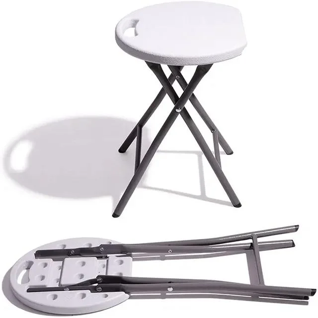 Portable HDPE Camping Garden Outdoor Event White Round Plastic Folding Stool