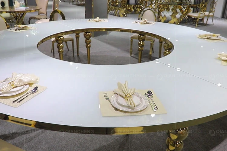 Wholesale Luxuary Golden Stainless Steel Used Banquet Tables and Chairs