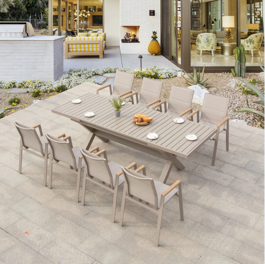 Yard Villa Garden Outdoor Leisure Furniture Aluminum Chairs and Tables Coffee Milk Tea Shop Outside Double Mesh Cloth Chair