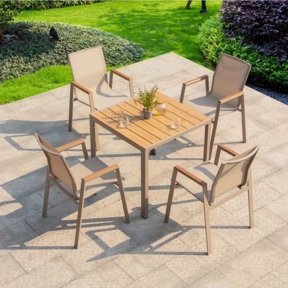 Yard Villa Outdoor Leisure Plastic Wood Tables and Chairs Outdoor Garden Web Celebrity Anticorrosive Wood Outdoor Place