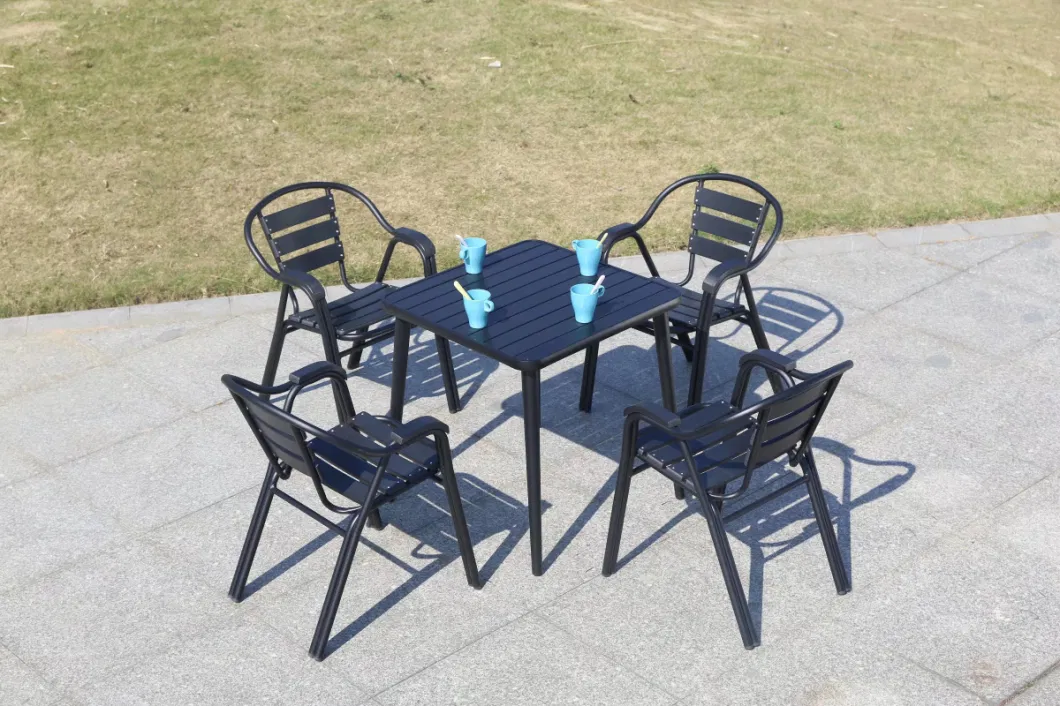 Outdoor Leisure Milk Tea Shop Folding Table Combination of Small Round Tables and Chairs Outside Balcony Garden Chairs and Tables