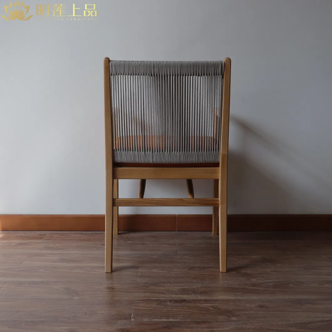 Modern Design Solid Wood Restaurant Chair Orange Leather Upholstered Dining Room Furniture Restaurant Furniture Home Furniture Rattan Weaving Wooden Chair