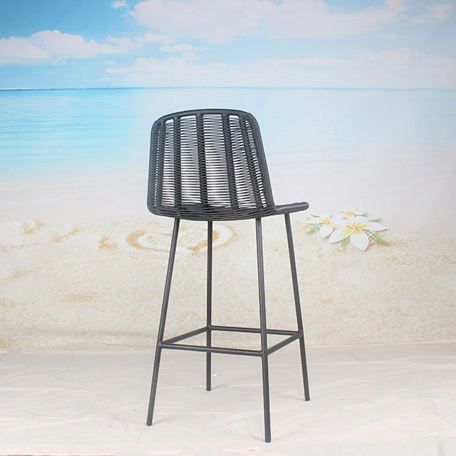 Cheap Price Black Aluminum Wicker Outdoor Patio Restaurant Dining Bar Chair