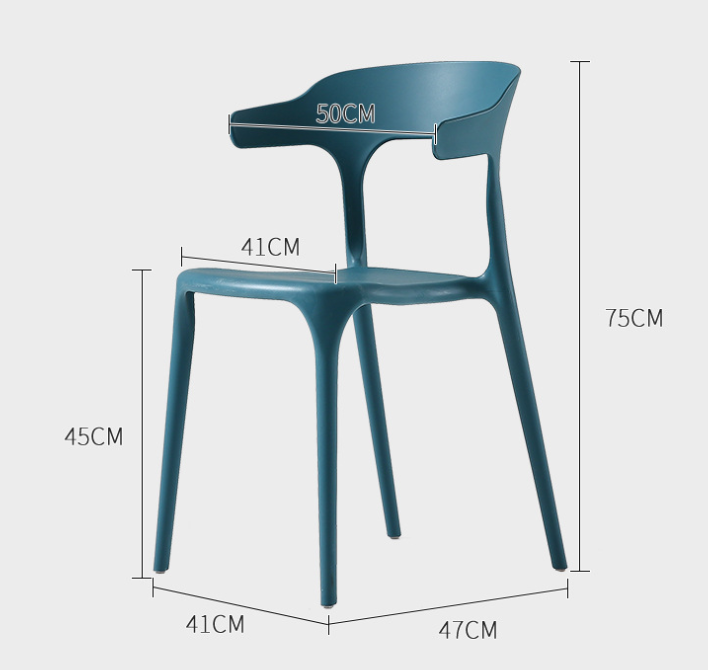 Modern Minimalist Outdoor Cowhorn Plastic Chair Stackable Colorful Plastic Dining Chair