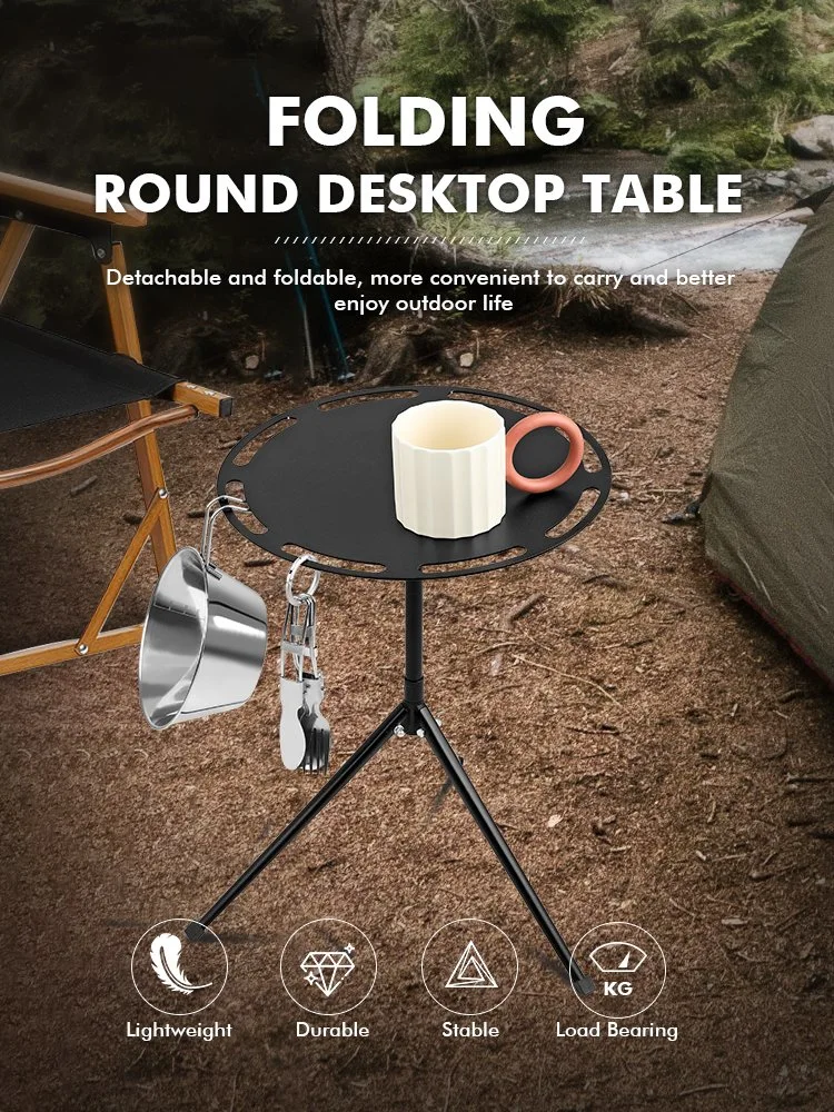 Kinggear Custom Logo Outdoor Portable Folding Round Desktop Triangle Camping Picnic Table