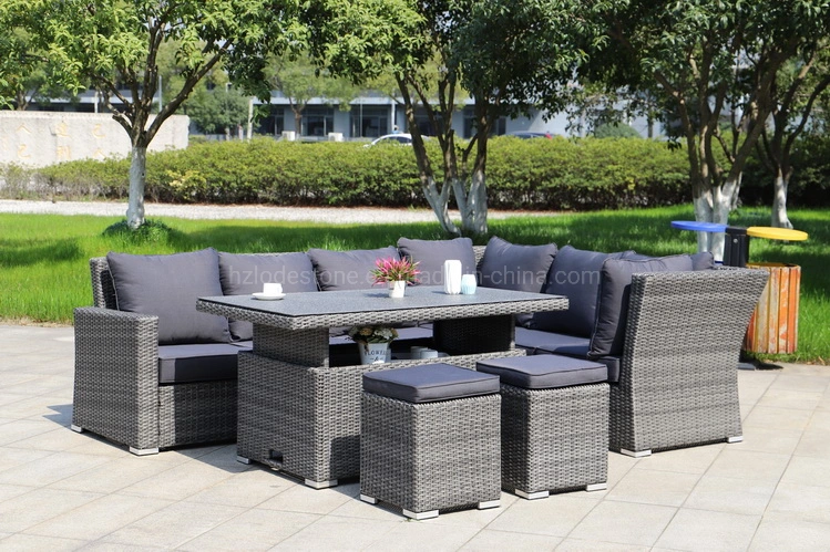 9PCS White Wicker Garden Rattan Cube Set Outdoor Table and Chairs