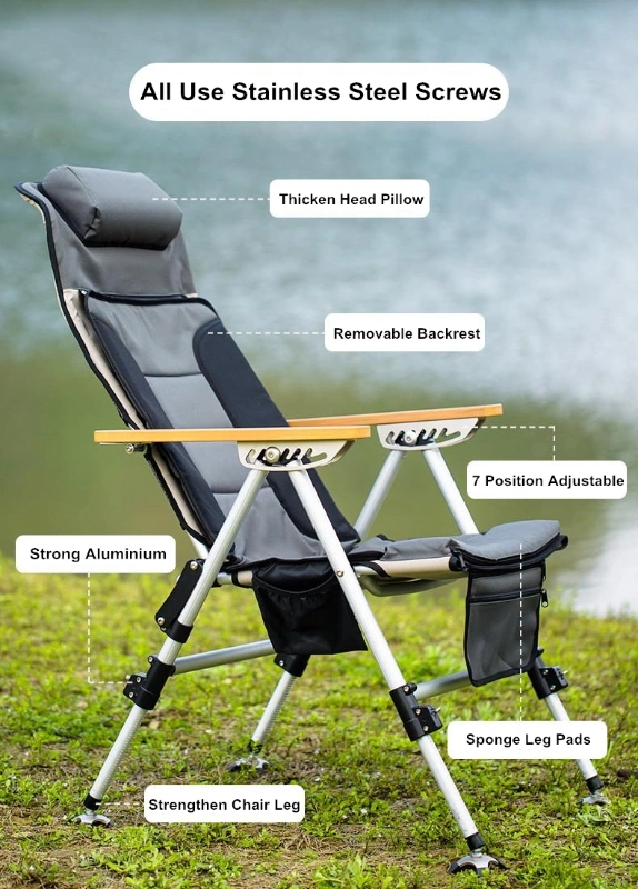 Leisure Outdoor Garden Patio Lounge Chair Folding Zero Gravity Recliner Chair Lazy Beach Chair Camping Fishing Chair with Armrest and Cup Holder