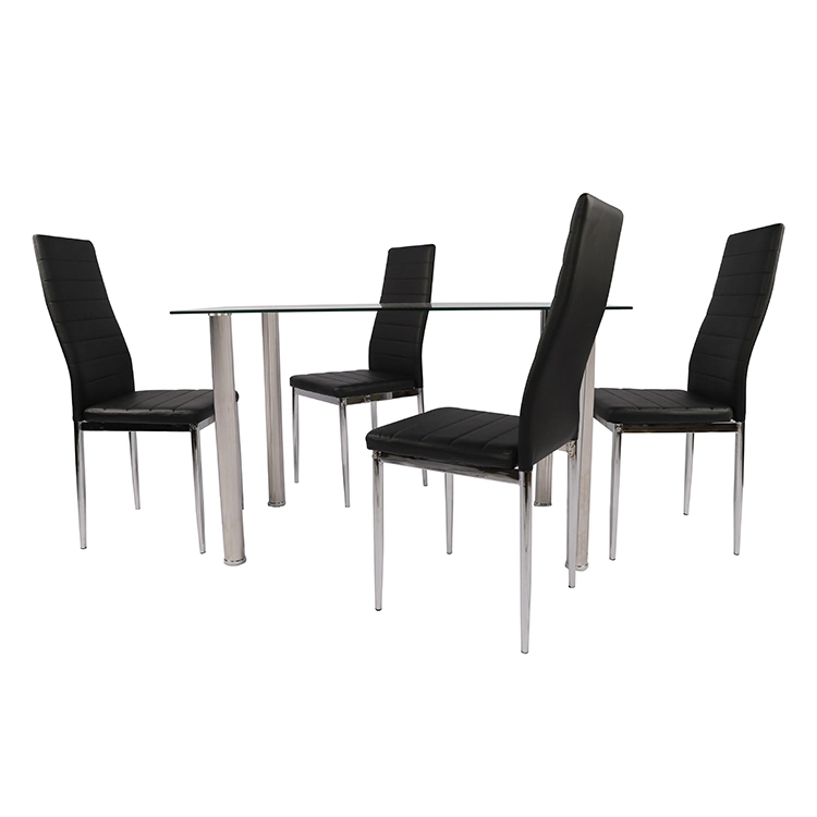 Wholesale Home Furniture for Dining Room White Dining Table Rectangle Tempered Glass Top Dining Table Set with 4 Chairs