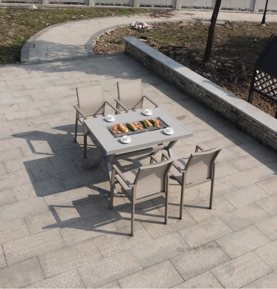 Contracted Leisure Outdoor Barbecue Aluminum Small Desks and Chairs in The Open Air Outdoor Garden Yard Art Tables and Chairs