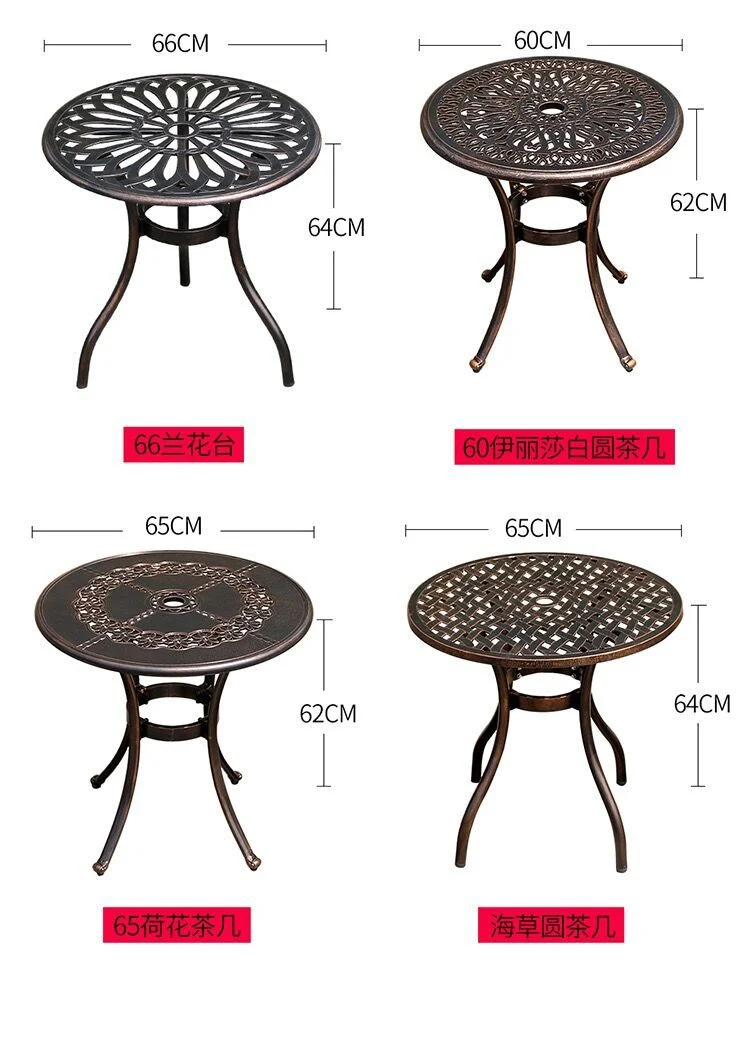 Outdoor Cast Aluminum Table and Chair Villa Courtyard Garden Leisure Open-Air Balcony European Style