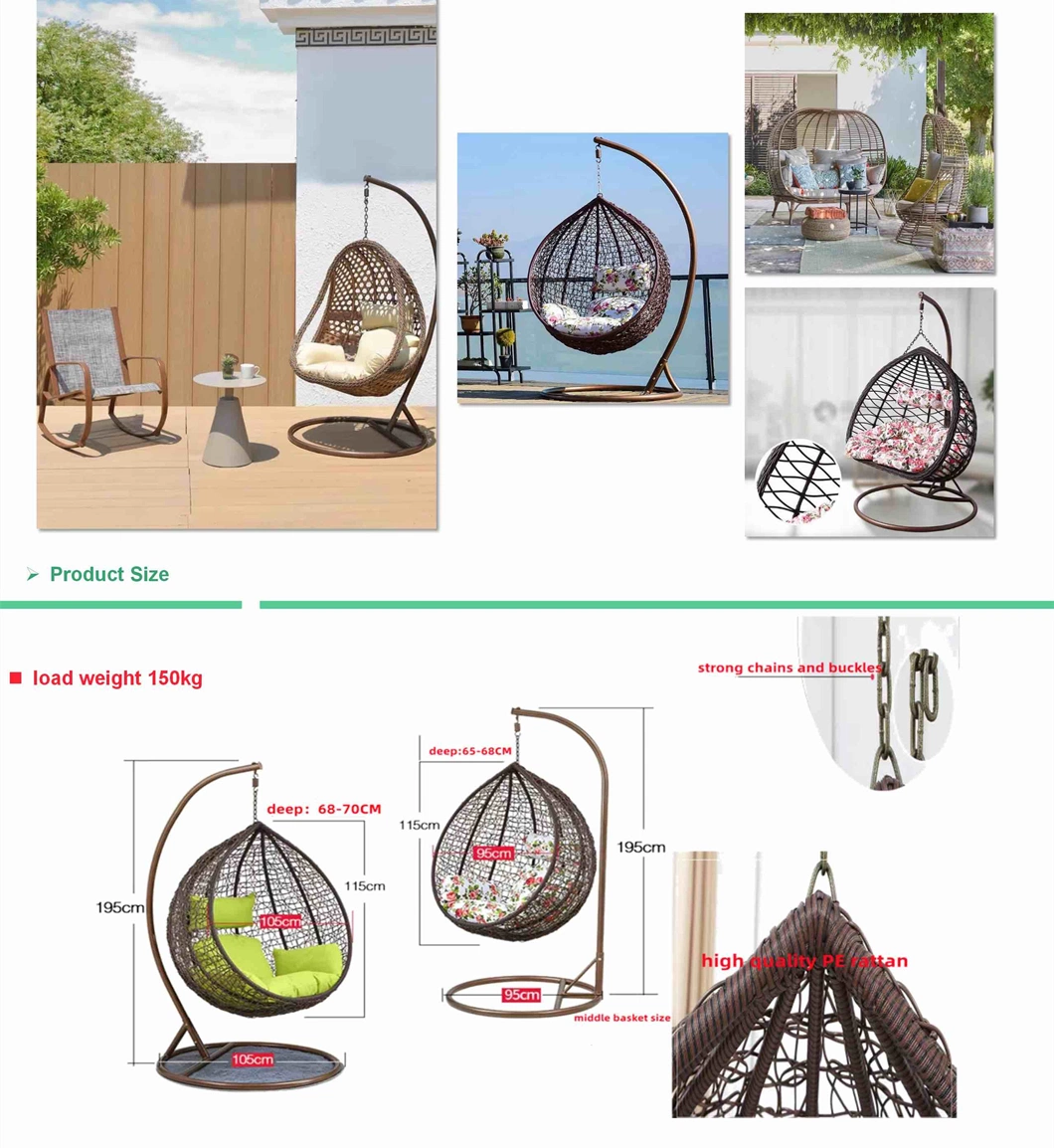 Comfortable Metal Swing Chair Outdoor Patio Rattan Chair