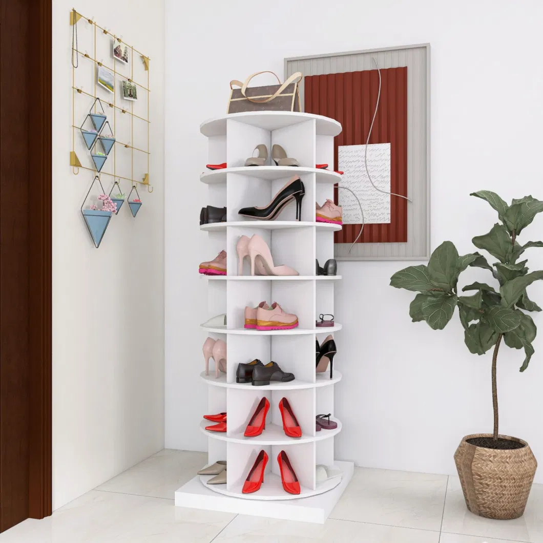 360 Degree Rotating Wooden Shoe Rack Storage Cabinet Modern Shoe Racks