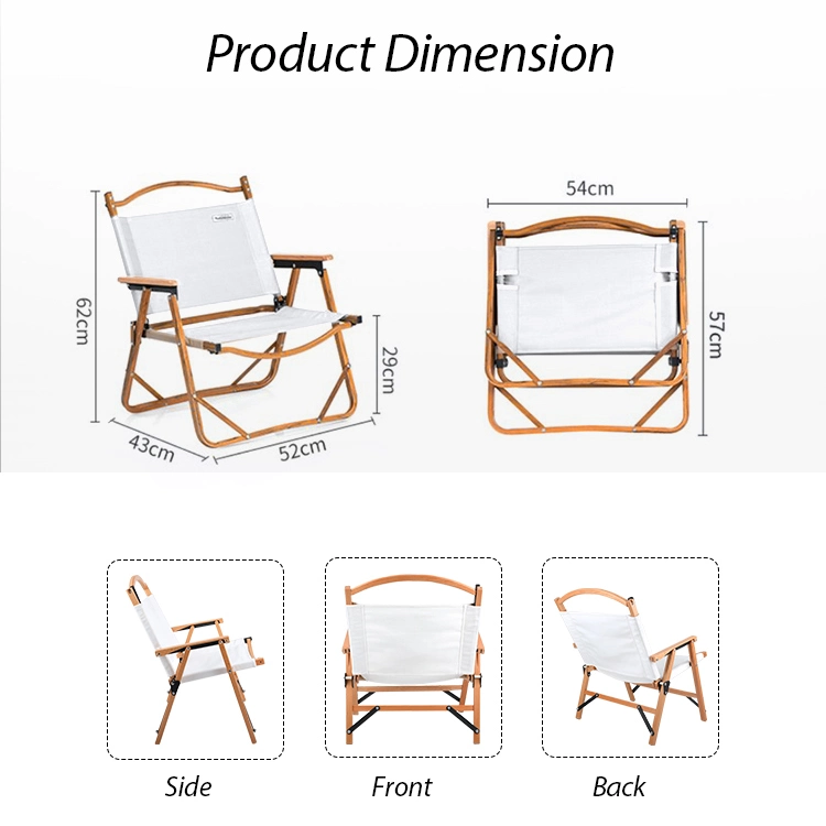 Beach Big Boy Folding 120kg High Seat Backpack Beach Camping Wooden Folding Chair