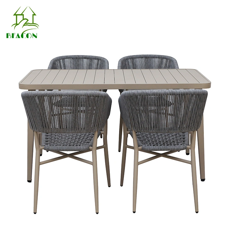 5PC Rope Woven Patio Chairs Table Bistro Outdoor Garden Chair Set