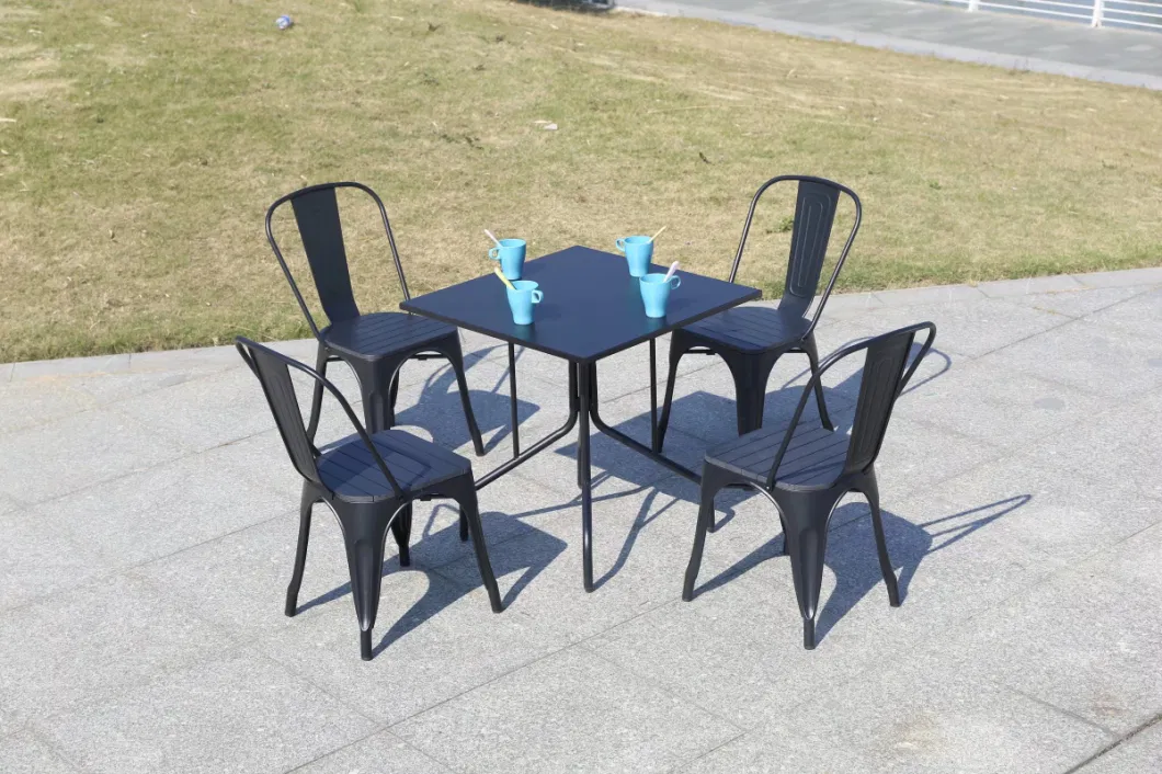 Outdoor Leisure Milk Tea Shop Folding Table Combination of Small Round Tables and Chairs Outside Balcony Garden Chairs and Tables