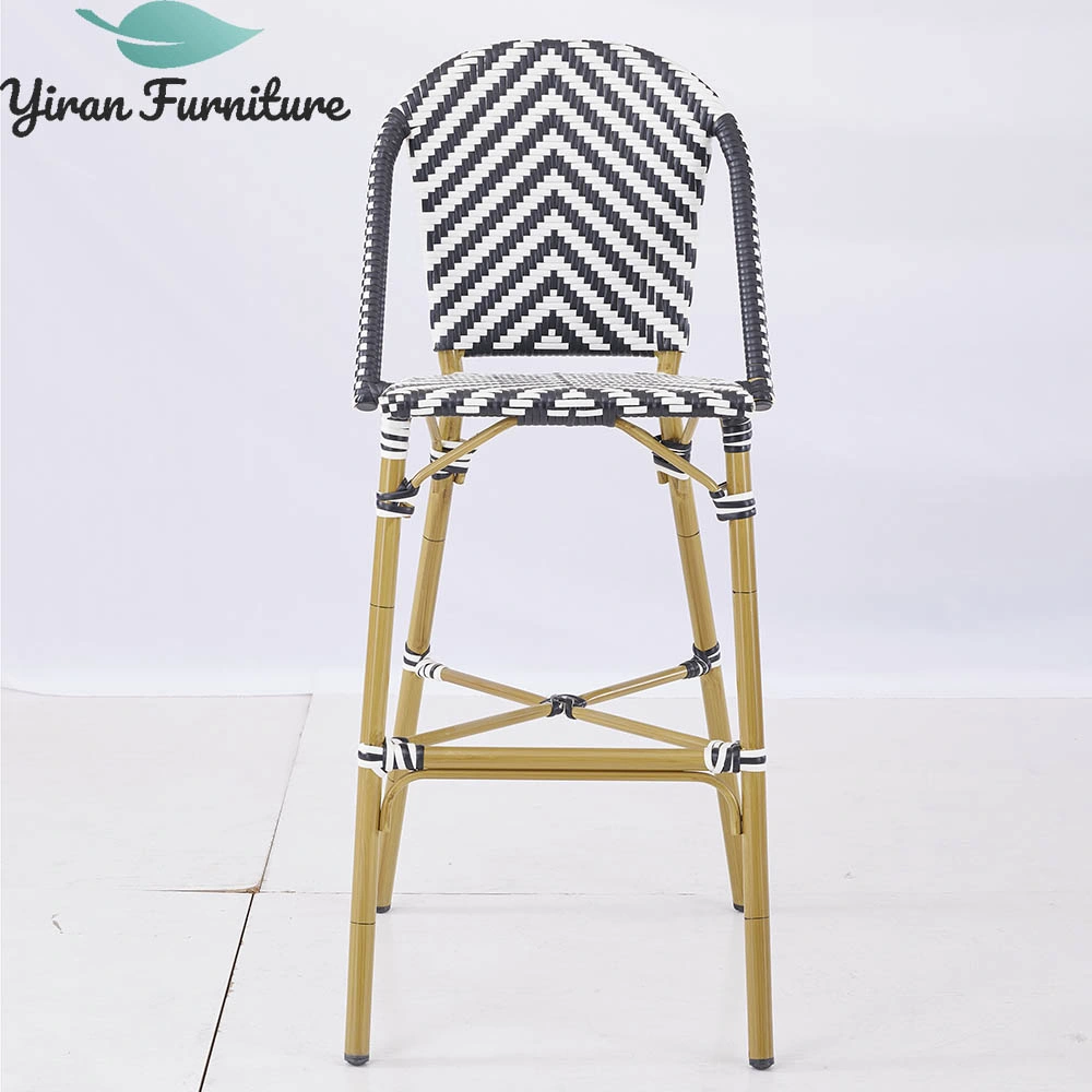 Modern Style Family Home Furniture Patio Series, Simple Black and White Woven Rattan Bar Chair