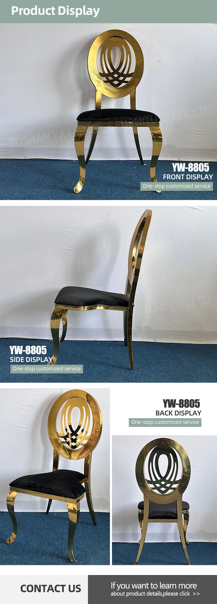 Wholesale Stacking Gold Stainless Steel Dining Chair Wedding Banquet Hall Chairs