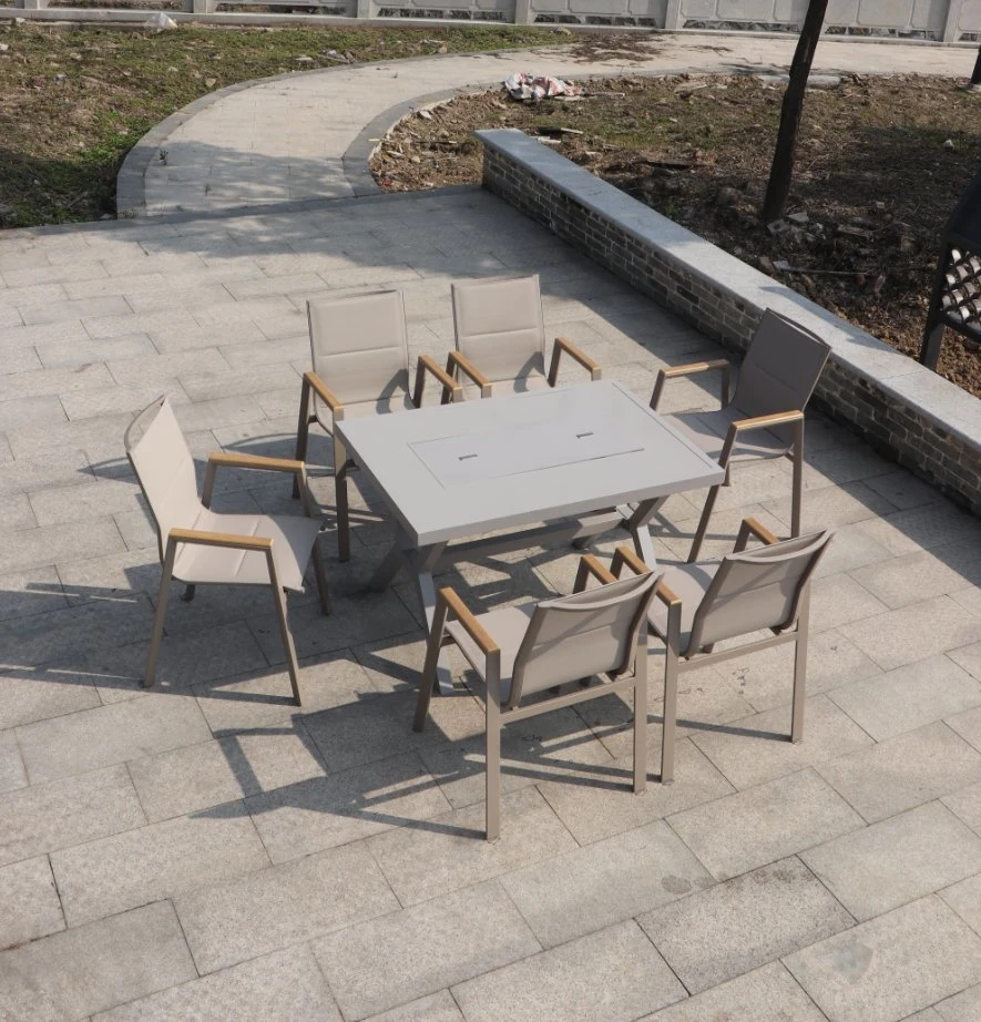 Contracted Leisure Outdoor Barbecue Aluminum Small Desks and Chairs in The Open Air Outdoor Garden Yard Art Tables and Chairs