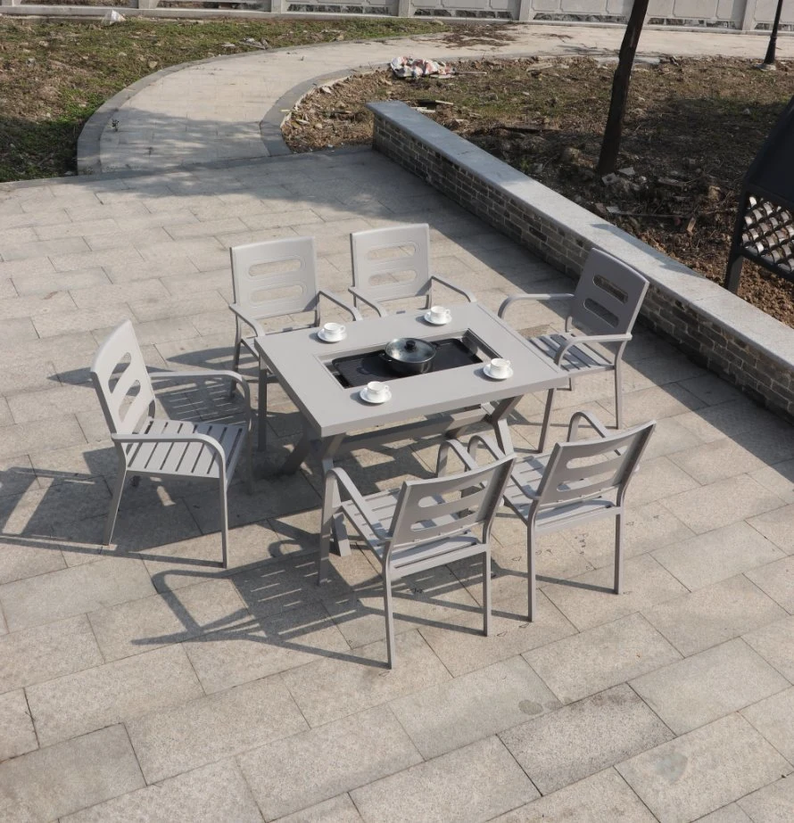 Contracted Leisure Outdoor Barbecue Aluminum Small Desks and Chairs in The Open Air Outdoor Garden Yard Art Tables and Chairs