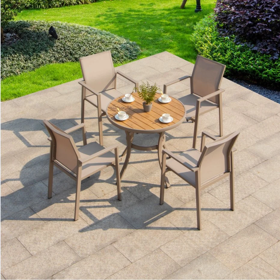 Yard Villa Outdoor Leisure Plastic Wood Tables and Chairs Outdoor Garden Web Celebrity Anticorrosive Wood Outdoor Place