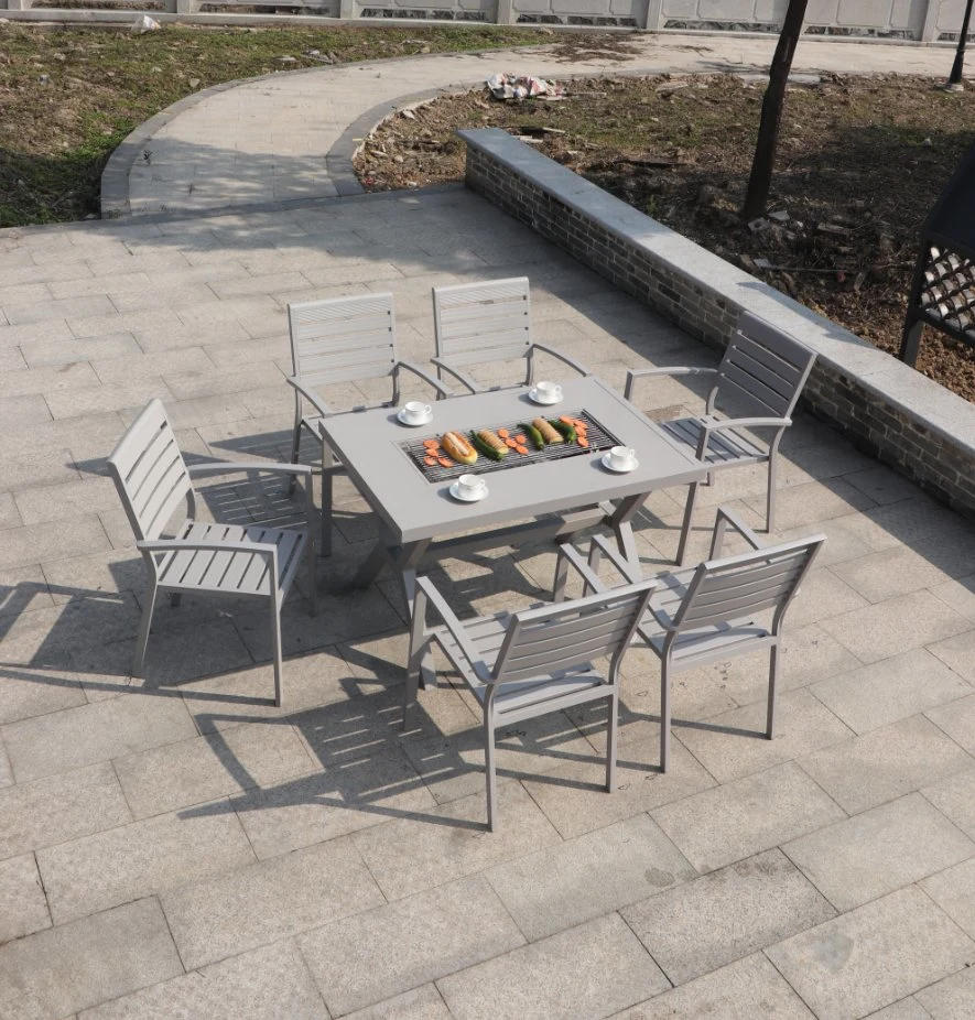 Contracted Leisure Outdoor Barbecue Aluminum Small Desks and Chairs in The Open Air Outdoor Garden Yard Art Tables and Chairs