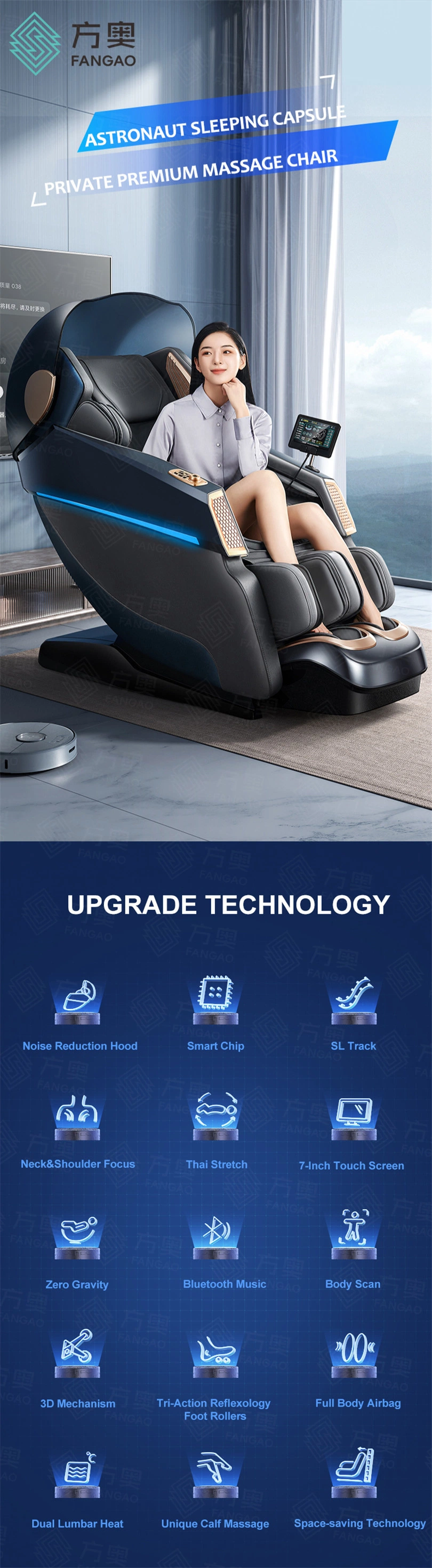 Japanese Best Sale Space Capsule Massage Program Zero Gravity Full Body SL Track Electric Luxury Shiatsu Massage Chair