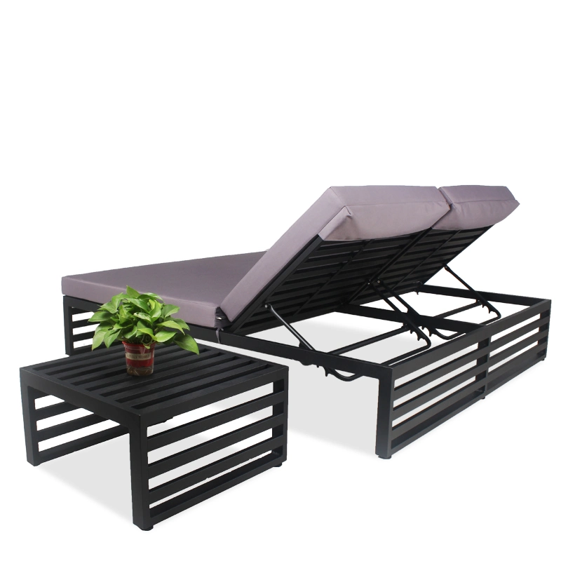 Outdoor Patio Furniture Aluminum Beach Pool Chair Double Chaise Lounger