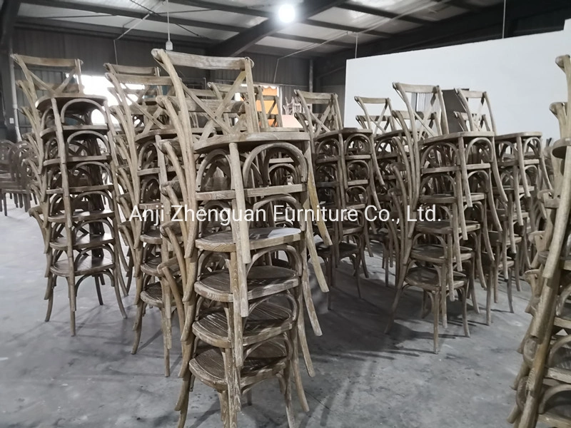 Manufacturer of Cross Back Wood Stacking Wedding Event Furniture Dining Cane Banquet Chair (ZG11-002)