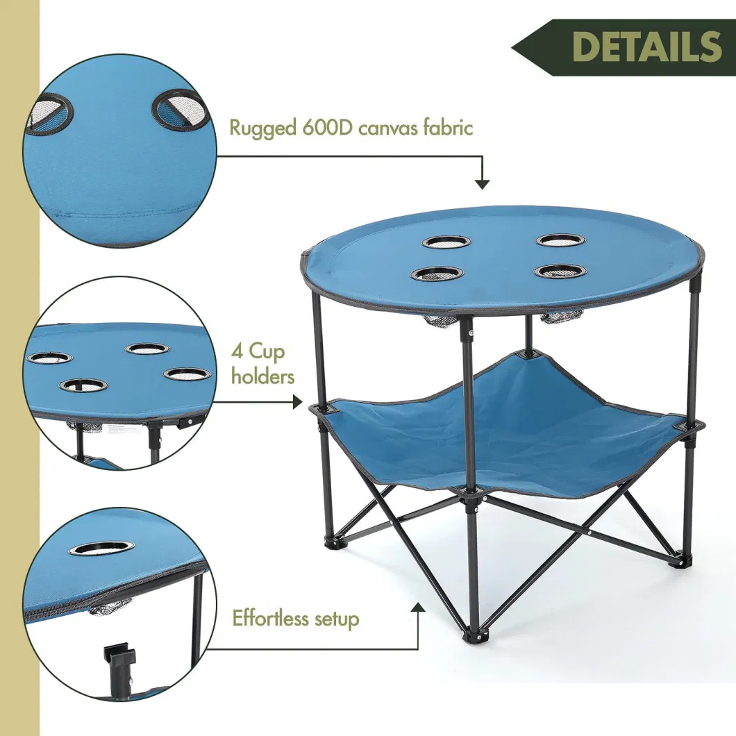 Folding Camping Table Portable Outdoor Side Lightweight Round Picnic Table