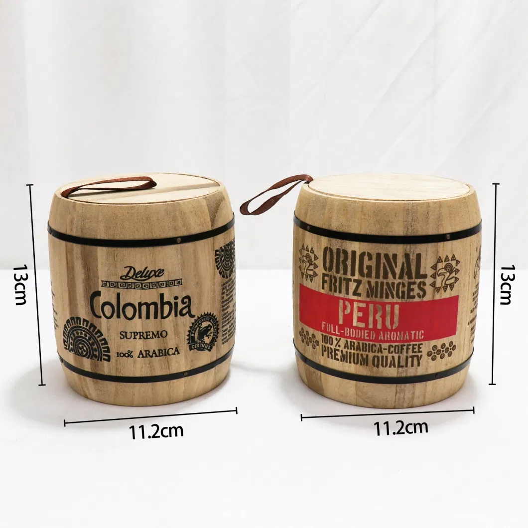 Best Selling Natural Wooden Candy Coffee Bean Packaging Bucket with Lid