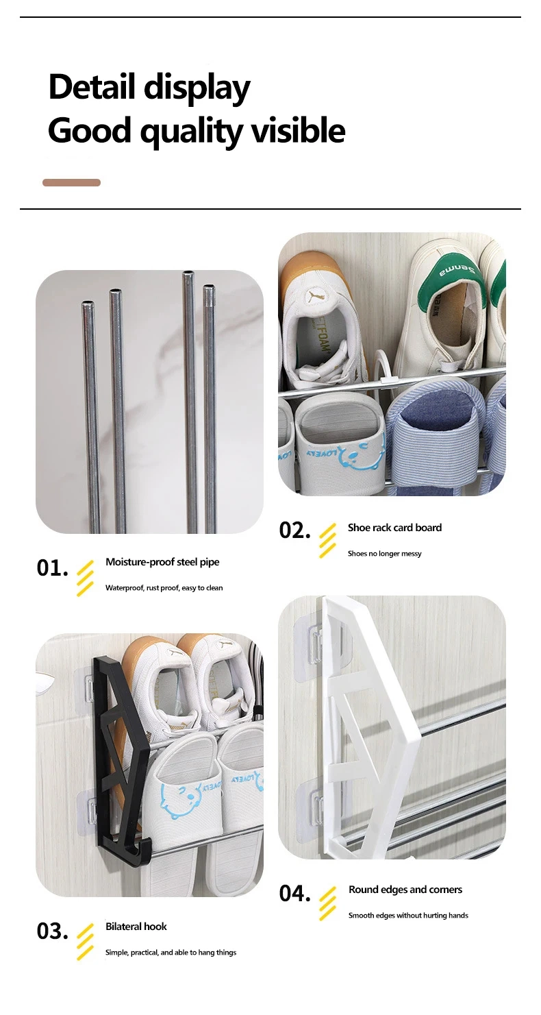 Hot Sales Bathroom Multifunction Wall Shelf Shoe Rack Behind Door