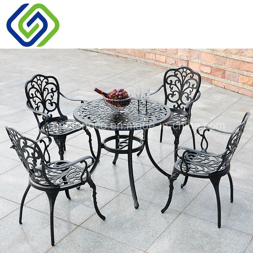 Cast Aluminium Black Garden Table Outdoor Patio Round Dining Table