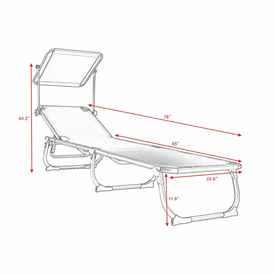 Lounge Chair Foldable and Adjustable Reclining Positions W/Sun Shade Outdoor Portable Recliner Garden Beach Patio Pool Seat