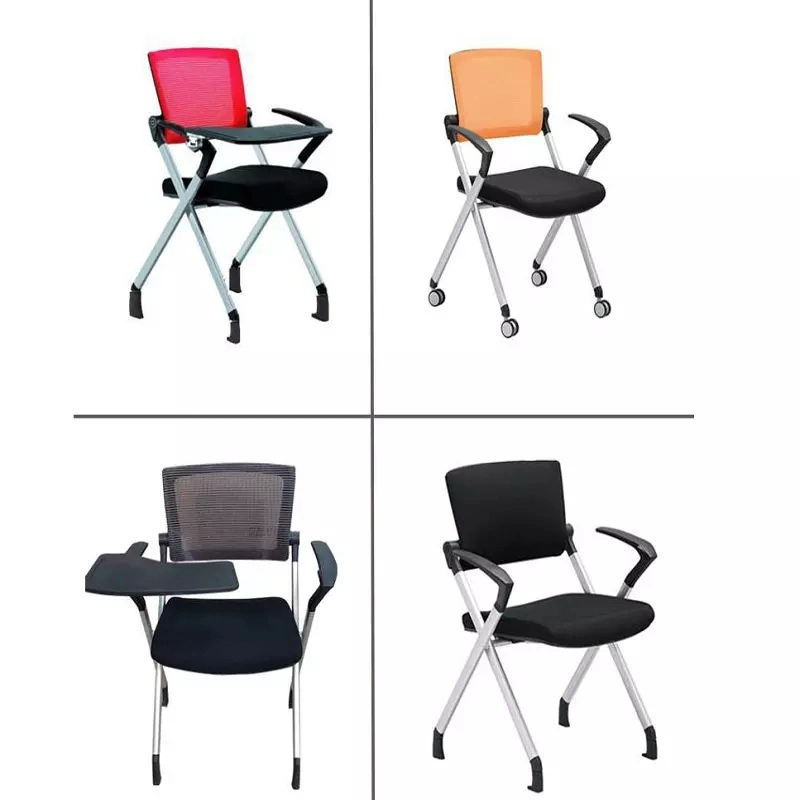 Aluminum Metal Frame Training Folding Black Stackable Chairs for Office