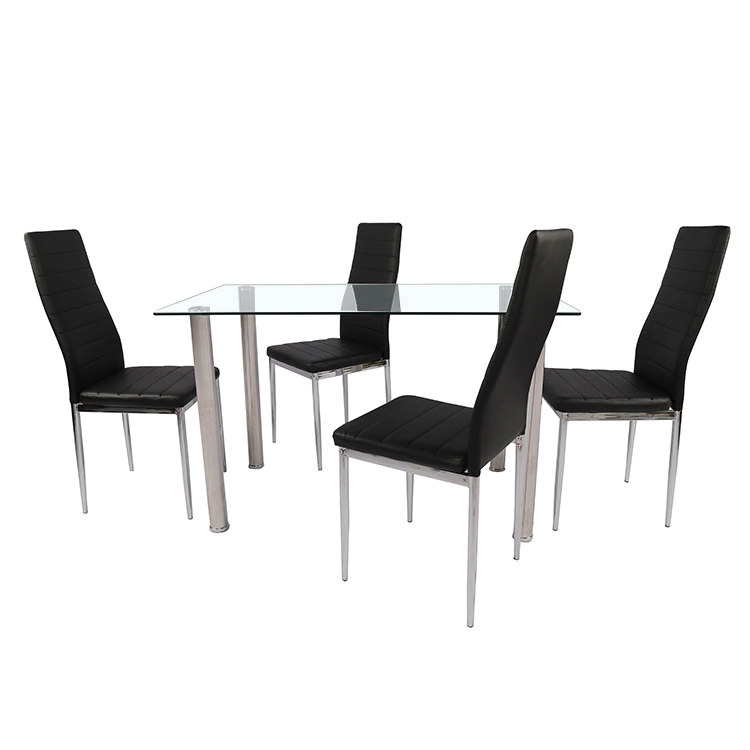 Wholesale Home Furniture for Dining Room White Dining Table Rectangle Tempered Glass Top Dining Table Set with 4 Chairs