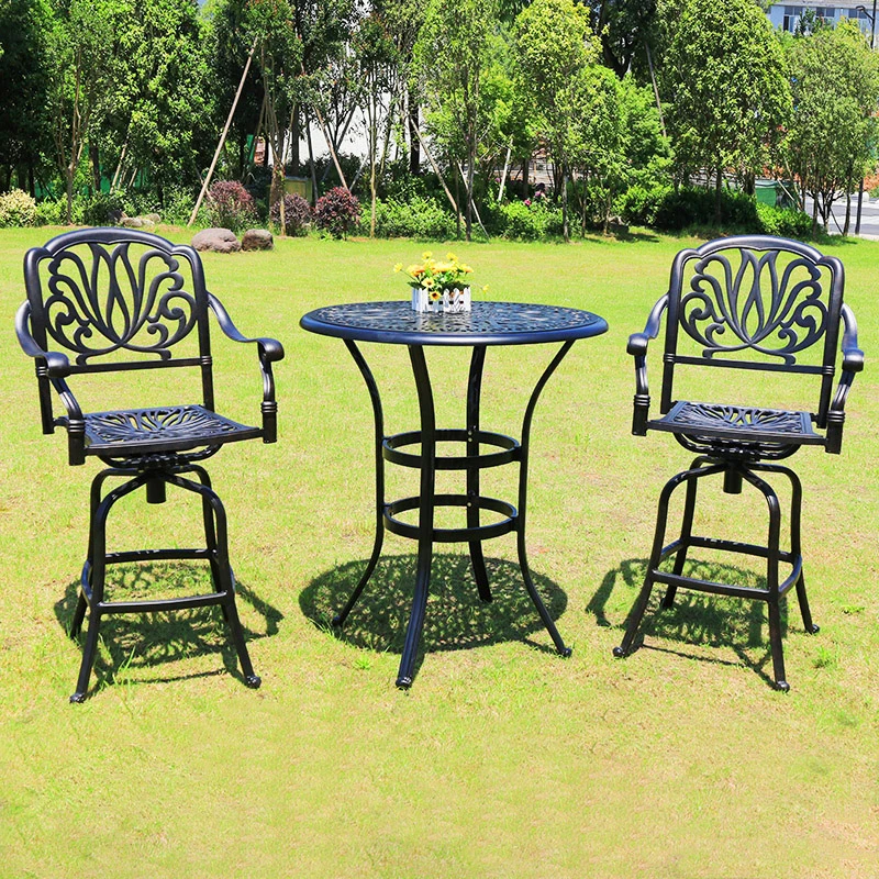 Classical Swivel Chair Cast Aluminum Outdoor Furniture Black Chair