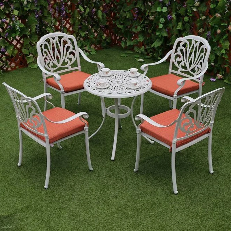 Cast Aluminum Outdoor Furniture Garden Furniture Patio Set Sunflower 4 Seater Bistro Dining Set White Color Garden Furniture Set