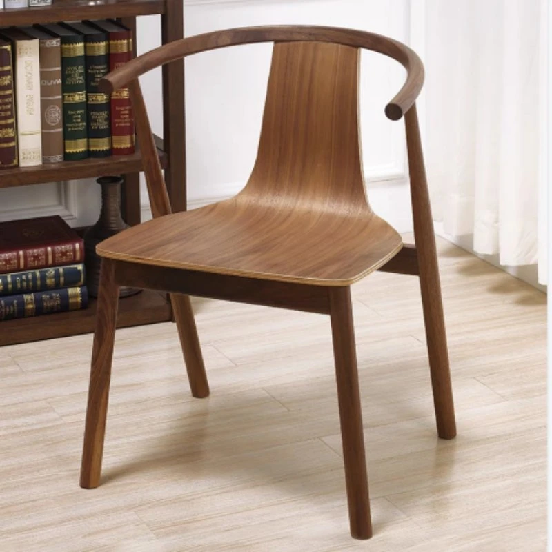 Nordic Walnut Wood Modern Furniture Leisure Dining Backrest Chair for Dining Room