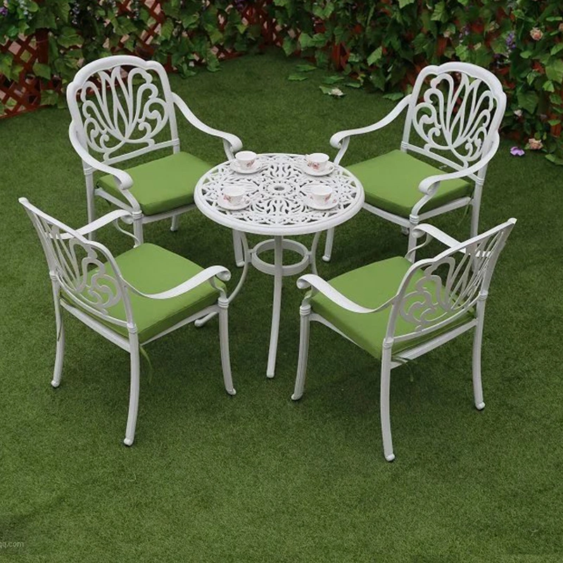 Cast Aluminum Outdoor Furniture Garden Furniture Patio Set Sunflower 4 Seater Bistro Dining Set White Color Garden Furniture Set