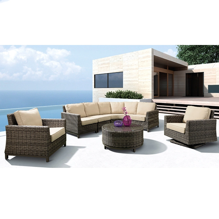 30 Years Manufacturer OEM/ODM Modern Outdoor/Modern/Patio/Rattan Sofa Garden Furniture Luxury Wicker Sofa Set 6 Seater with Table Chair