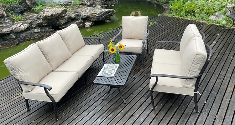 Cast Aluminum Patio Furniture Outdoor Garden Furniture Weave Sofa Set 5PCS