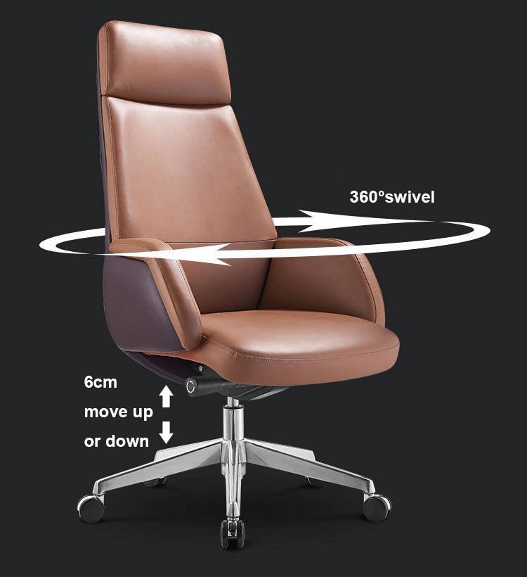 Modern High Back Ergonomic Genuine Swivel Office Chair Executive Leather Office Chair